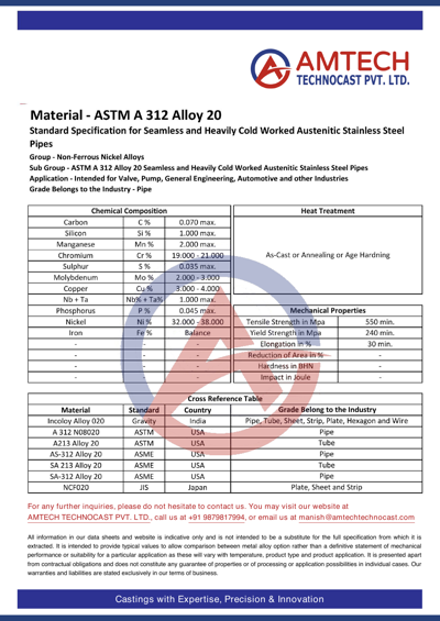 ASTM A 312 Alloy 20